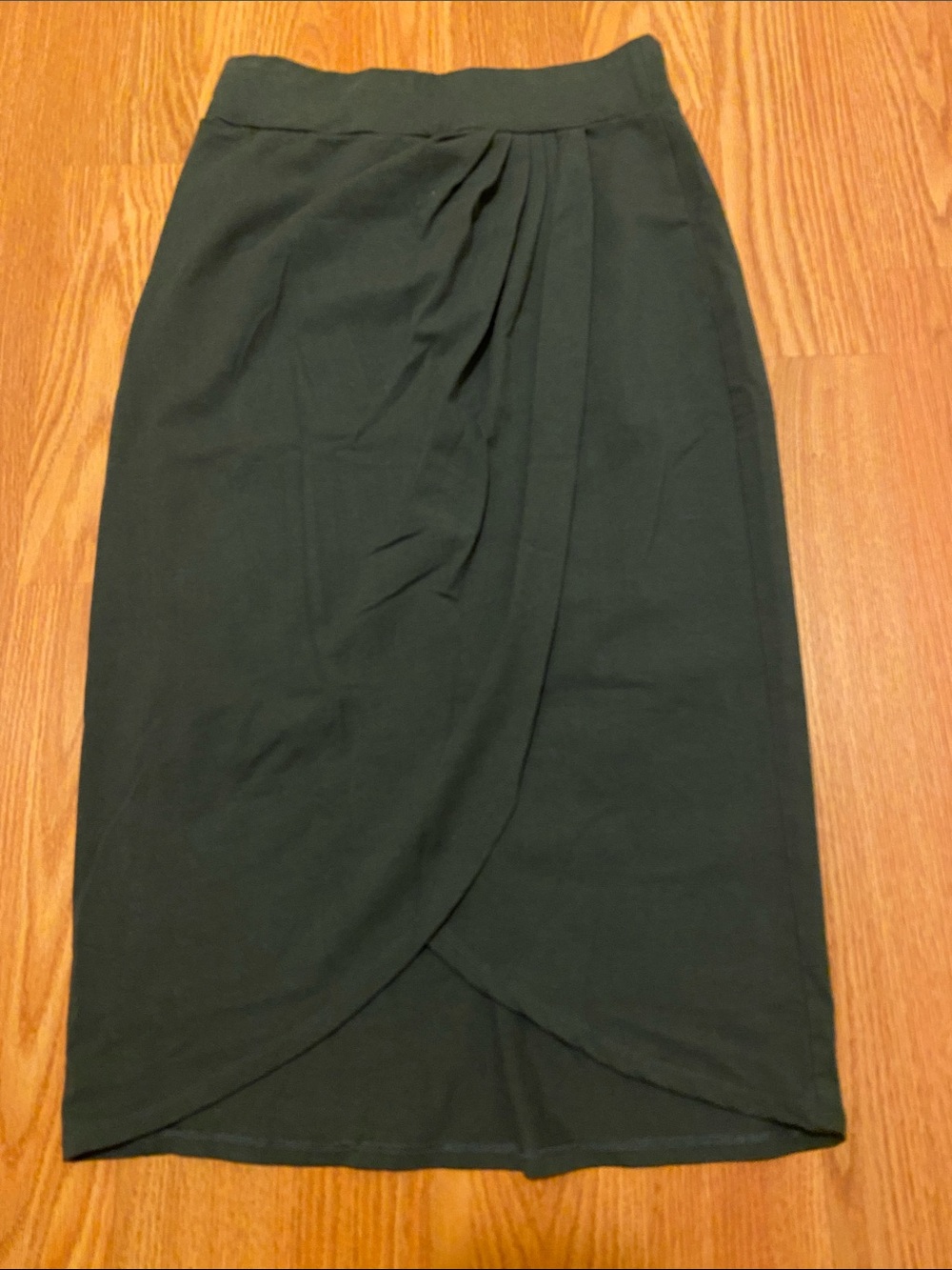 Blue Canoe Organic Dark Gray Tulip Wrap Midi Skirt VGUC Large (*Would fit M)